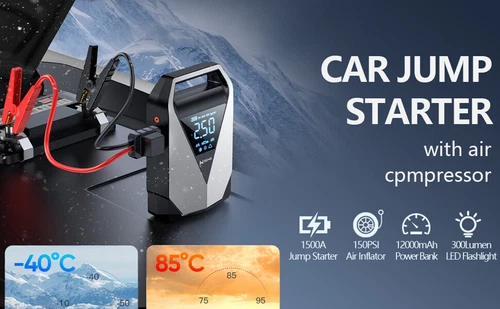 Jump Starter with Air Compressor, Portable 12000mAh Car Battery Jumper Starter - Picture 11 of 18