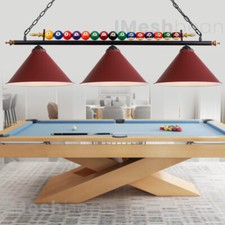 47" 3-Light Hanging Pool Table Lights Fixture Matte Red Billiard Pendant Lamp US