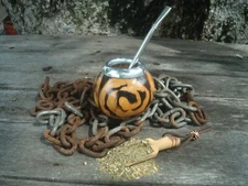 Argentina Mate Gourd Hand Made Natural Tea Cup  Straw Spoon BONUS Yerba - R24A