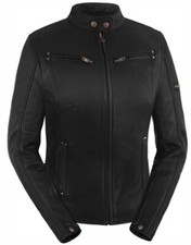 True Element Womens Sleek Vented Scooter Collar Leather Motorcycle Jacket (black