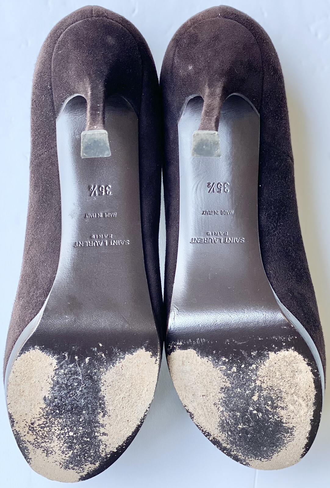 Décolleté in pelle scamosciata marrone Yves Saint Laurent Tribute tacchi a stiletto taglia 35 5 usate