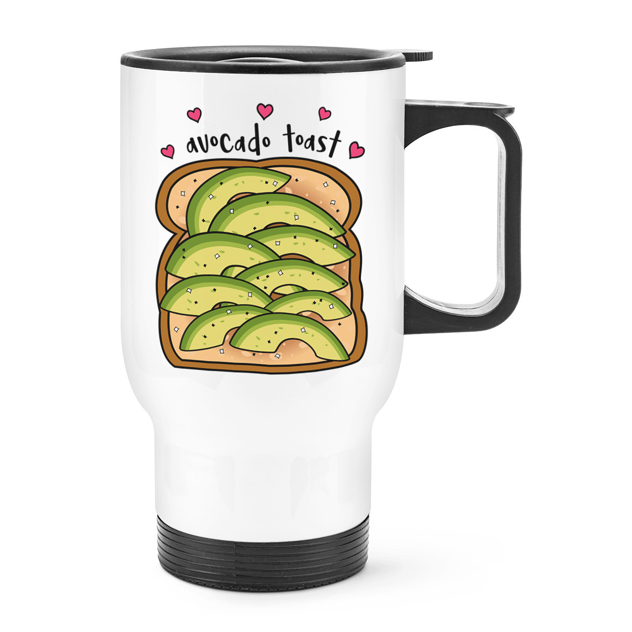 Avocado Toast Sliced Travel Mug Cup With Handle - Funny Joke Thermal Flask