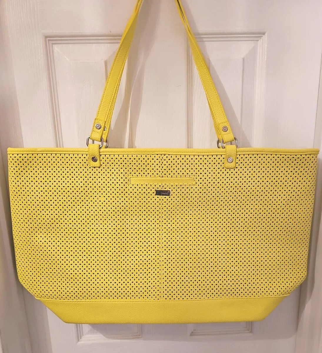 Thirty-One Jewell Vegan Leather Diamond Punch Yellow Tote Bag