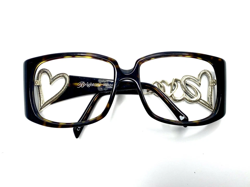 Gafas Brighton Cuadradas Marrón Tortuga Plata Corazón Templo A1 0412 59 17 125 Foto 4 de 4