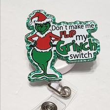 Grin Christmas Green Monster Badge Reel Funny Gift Coworker Gift Exchange