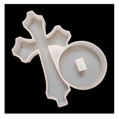 Elegant Standing Cross Silicone Mold with Lid - Perfect for Resin Crafts