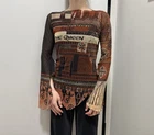 DDP Save The Queen Mesh Flared Sjeeve y2k vintage top Size L