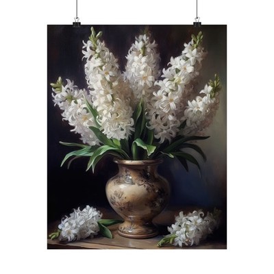 White Hyacinth Flower Art Print, Flower Painting, Flower Décor, Floral Art Print