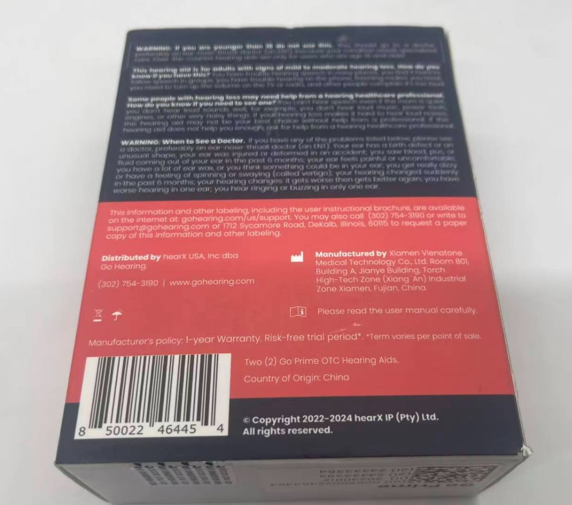 Go Hearing - Go Prime Rechargeable OTC Hearing Aids w/ Charging Case NEW