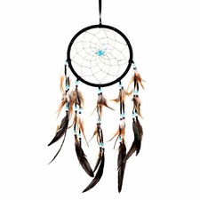 Black Dream Catcher   Large Black Suede Dream Catcher with Turquoise Stones a...