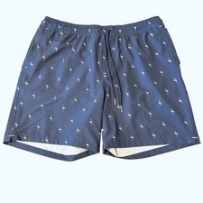 Goodfellow Co Mens Swim Trunks 7" Navy Blue Flamingo Shorts Size L Graphic