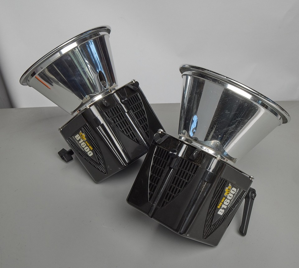 2 Paul C. Buff Alien Bees 1600 Flash Heads W/Reflectors,Cords EX ...