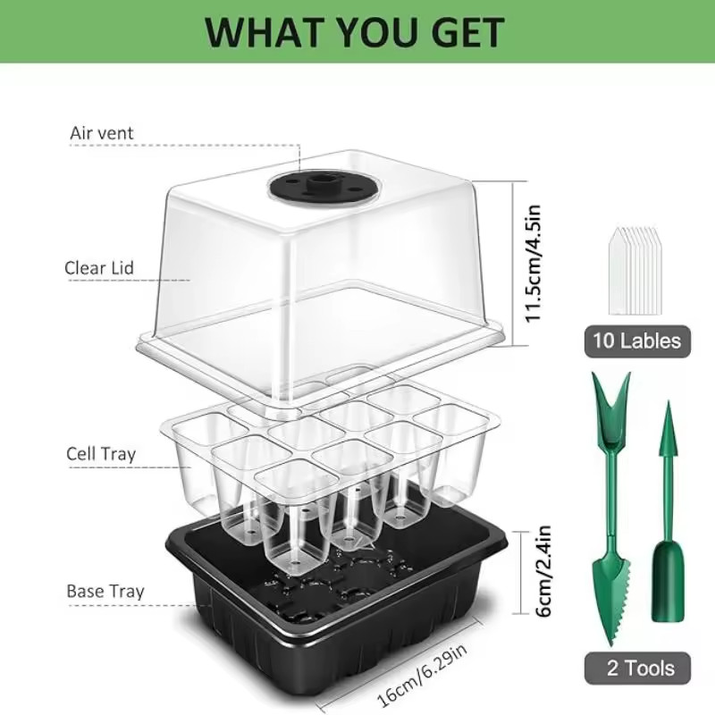 2pc Set Seed Starter Tray with Grow Light, Seed Starting Trays Kits