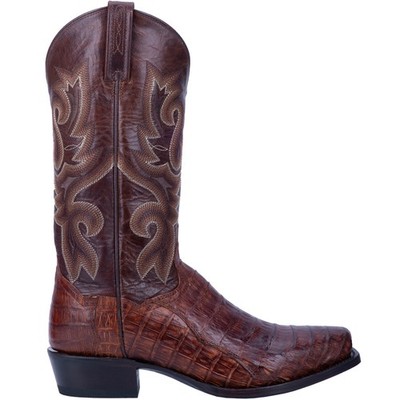 Dan Post Boots Bayou Embroidered Caiman Pull On Square Toe Cowboy  Mens Brown Dr