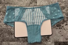 NWT VICTORIA'S SECRET GREEN STRIPE POLKA DOT MESH LACE KEYHOLE CHEEKY PANTIES
