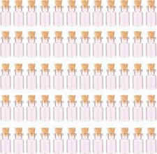 MaxMau 64pcs 1ml Tiny Vials with Cork Stoppers and Eye Screws,Mini Glass Bottles