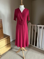 David Nieper Dress Size 14 BNWT Cherry Pink Midi Stretch Jersey Short Sleeve
