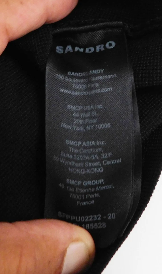 Top corto Sandro sin mangas de imitación perla adornado tejido cuello redondo negro talla 1 Foto 3 de 4