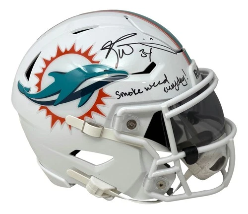Ricky Williams Signed Miami Dolphins MIDI SpeedFlex Helmet Smoke Weed JSA QR