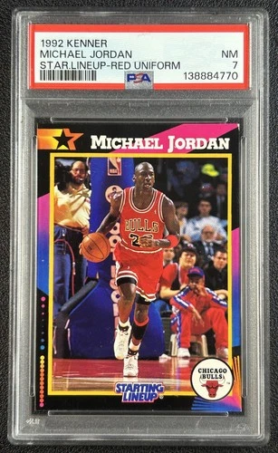 MICHAEL JORDAN PSA 7 1992 KENNER STARTING LINEUP CARD #NNO RED UNIFORM BULLS 770