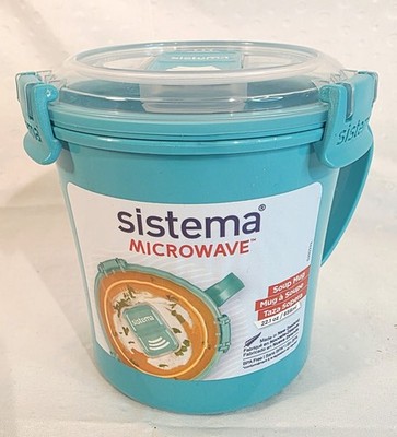 Sistema Microwave Soup Mug 22oz 656ml BPA Free Locking Lid Teal