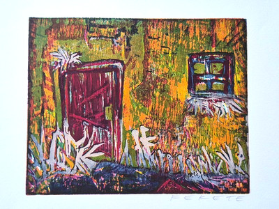 Esteban Fekete, Original Farb Holzschnitt handsigniert WVZ Nr. 485, 35 x 37,5 cm