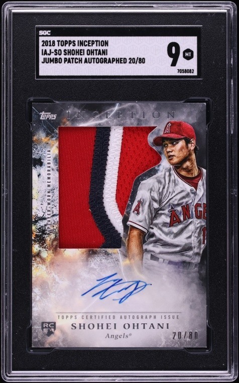2018 Topps Inception Jumbo Shohei Ohtani Rookie Patch Auto /80 #IAJ-SO SGC 9