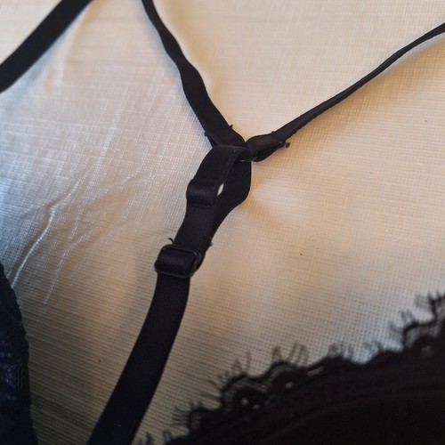 Aerie Black Lace Racerback Bra Pullover Bralette Padded Wireless Lined Size L - Picture 5 of 12