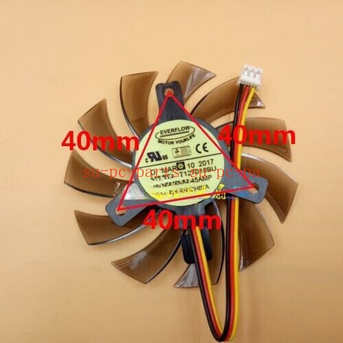 EVERFLOW T127010BU DC12V 0.45A 7.5cm graphics card 3-wire cooling fan - Afbeelding 2 van 3