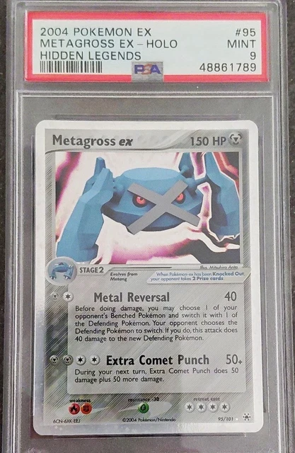Pokemon TCG 2004 EX Hidden Legends Metagross ex Holo 95/101 PSA 9