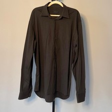 Prada very dark green cotton button up long s...