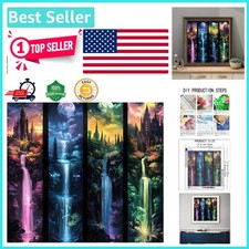 Impressive Moon With Castle Waterfall Diamond Painting - Relaxing Art Kit 13.8"