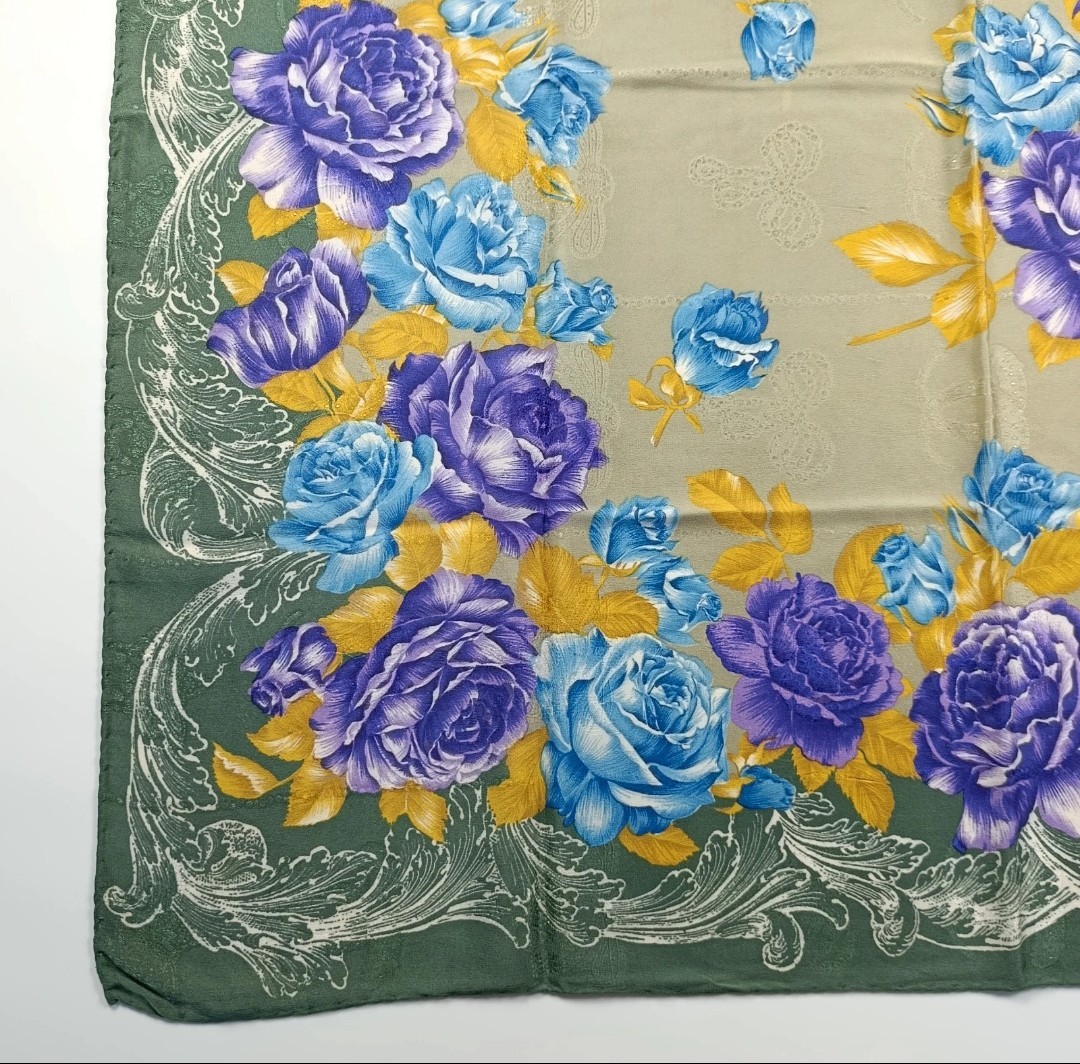 SETA Foulard Sciarpa Quadrata Donna Multicolore Stampa Floreale Rose image 10