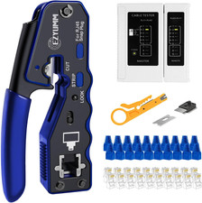 RJ45 Crimp Tool Kit, Pass through Ethernet Crimper, Professional Ethernet Crimpi