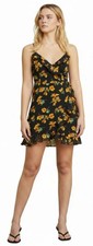 TOPSHOP FLORAL WRAP STRAPPY MINI DRESS IN MULTI, Black/Multi, 10