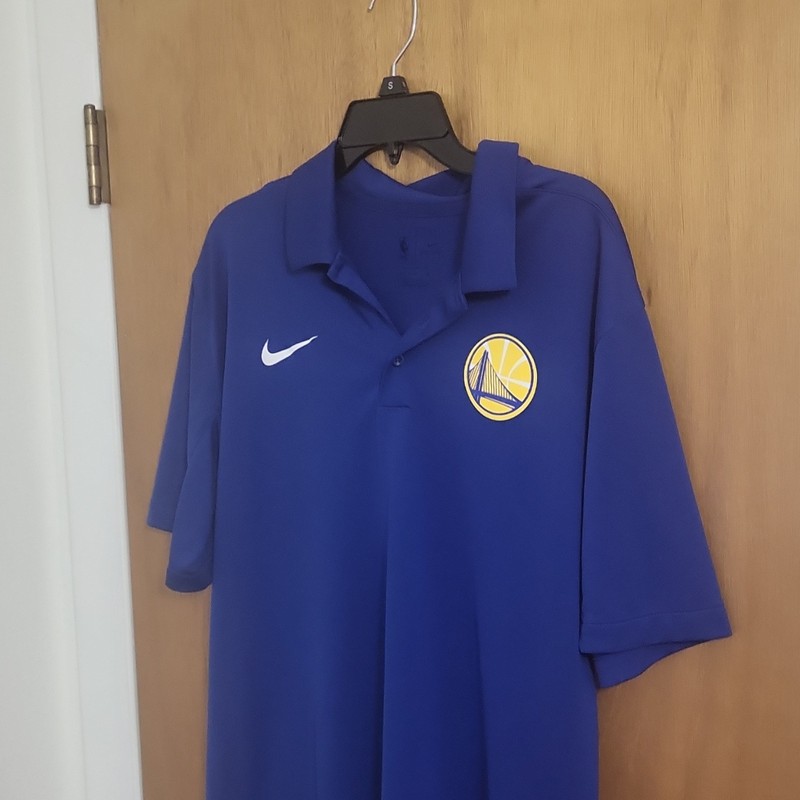 Nike Dri-FIT Golden State Warriors Men’s xL Polo golf Shirt Blue Short Sleeve 