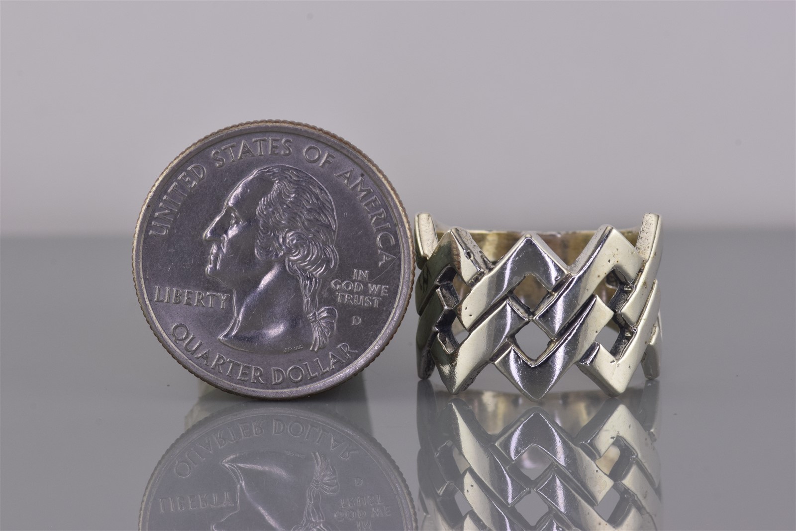 Sterling Silver 15mm Interlocking Squares Openwor… - image 8