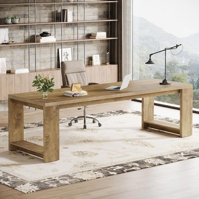 86.6-Inch Extra Long Desk, Two Person Desk Double Computer Table for Home Office