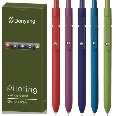 Donyang Gel Pens, 5pcs 0.5mm 5 Count (Pack of 1), Multicolor & 5 Vintage
