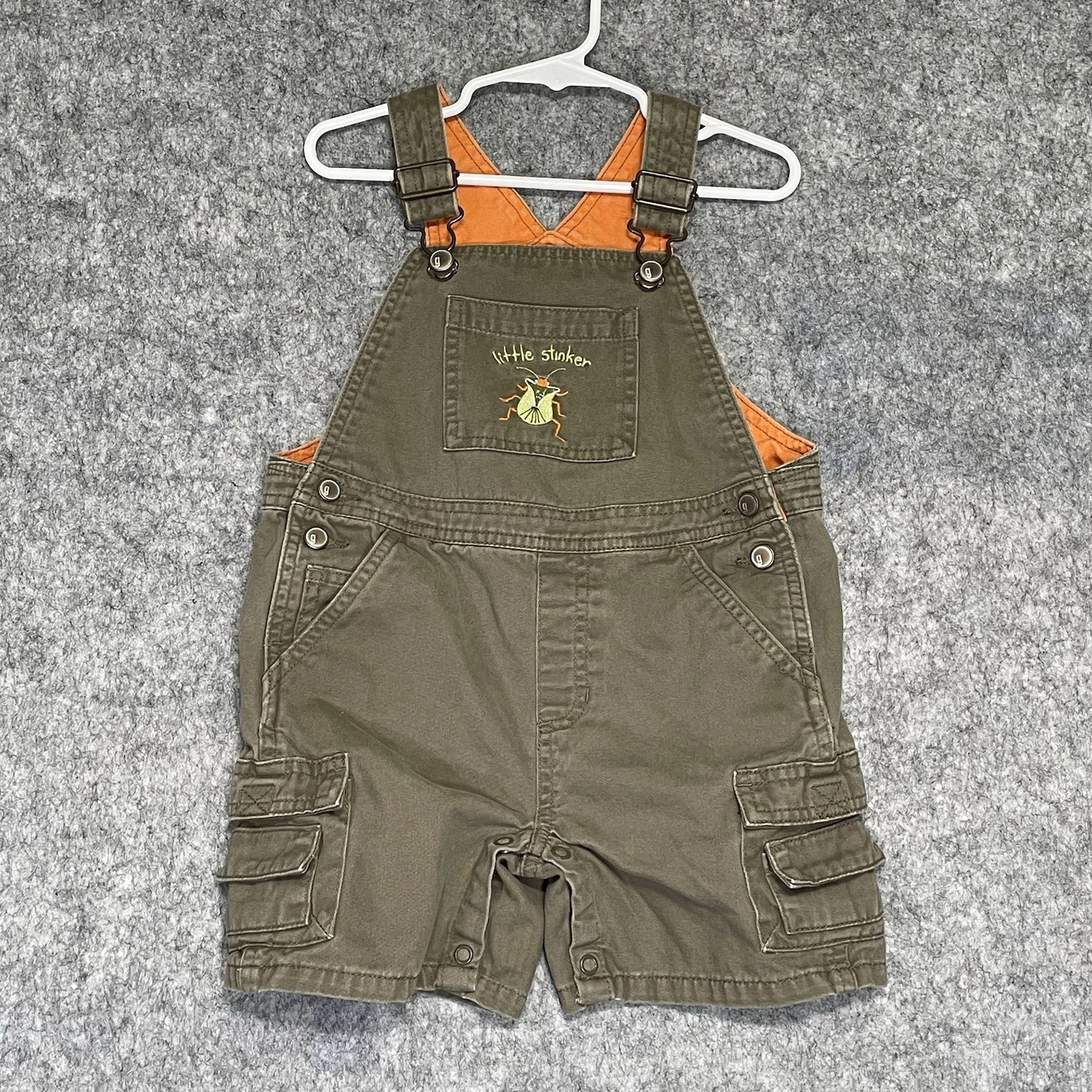 Vtg Y2K Gymboree Short Overalls “Little Stinker” Stink Bug Embroidered 2T