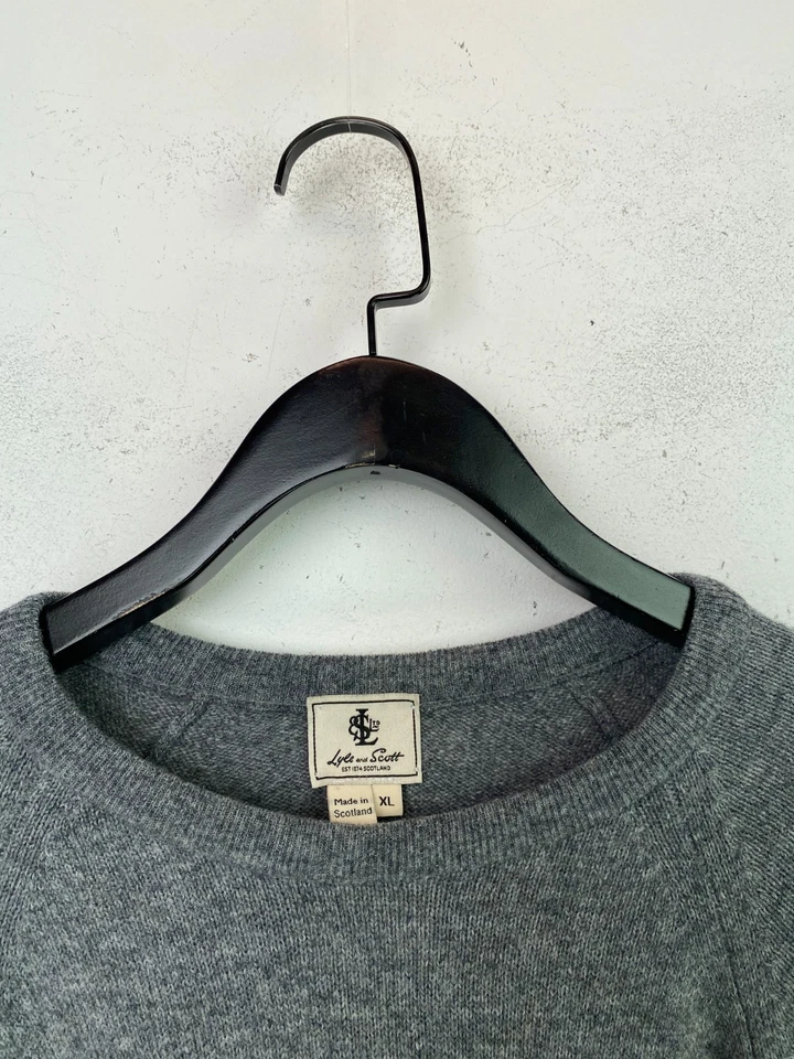 Jersey Lyle & Scott Gris Lana de Cordero Cuello Redondo Pullover Clásico Informal Tejido XL Foto 4 de 4