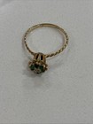1980’s Emerald and Diamond 14 K Gold Tulip Ring — photo 5