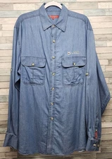 McCormick Farmall International Harvester Denim Shirt Mens Large Blue Light Read