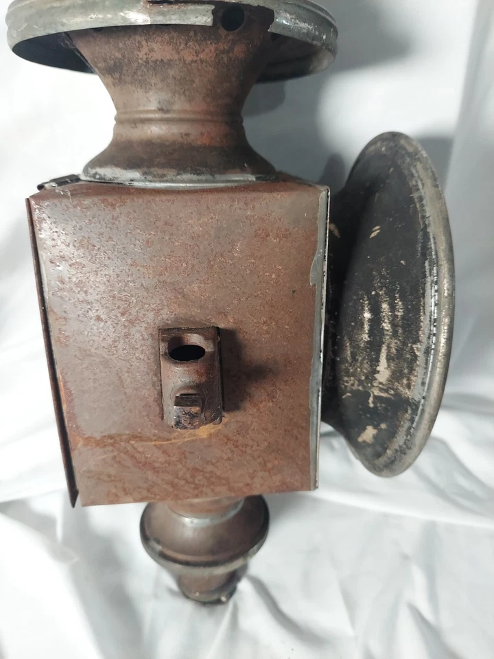 Antigua lámpara redonda de vidrio biselado para cochecito, luz de carro. Foto 4 de 4