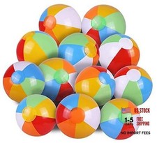 12" Beach Balls Bulk - Inflatable Swimming Pool Toys for Kids Birthday Party