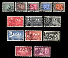 1945 PAX Satz gestempelt in schöner Erhaltung, auf Steckkarte
