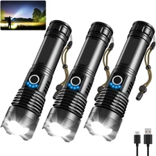3Pack Rechargeable Flashlights High Lumens, Super Bright Flashlight, 5Modes L...