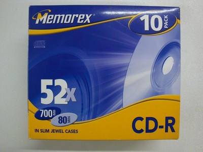 Memorex 10er Pack CD-R 700MB, 52 Speed, 80 Min (Neu, Slim Jewel Case, Audio, Data)