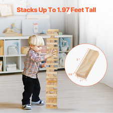 Tumbling Timber Tower - 54 Blocks Game Set in Pine Wood Crate - Fun for Parties