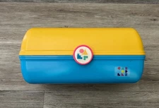 Caboodles On-The-Go Girl Make Up Mirror VINTAGE  Yellow Blue CAB5626